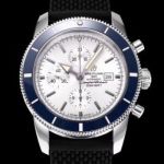 Perfect Replica Swiss Grade Breitling Superocean Chronograph Heritage Blue Bezel White Dial 45mm Watch